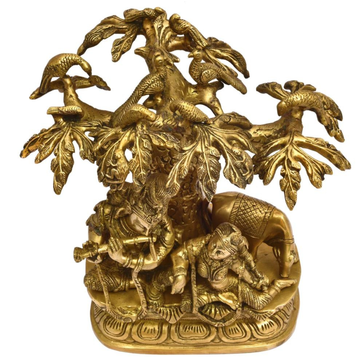 Top angle of the Radha Krishna statue under the tree, highlighting the design.