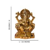 Raja Ganesha brass statue highlighting facial detailing and craftsmanship