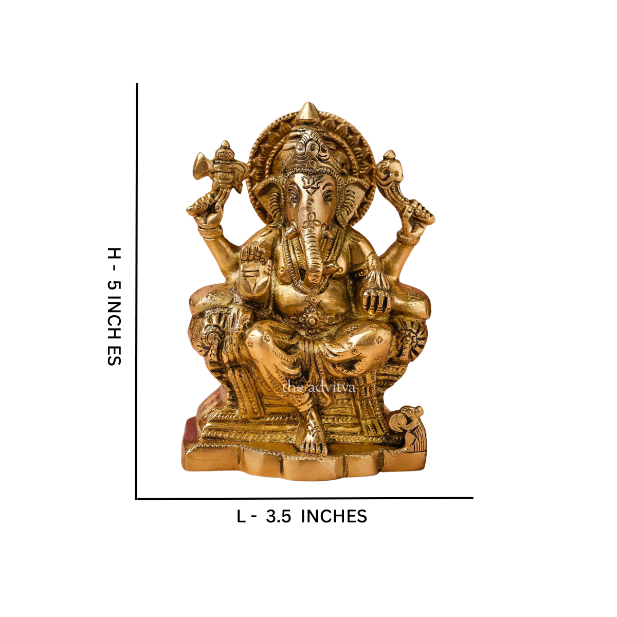 Raja Ganesha brass statue highlighting facial detailing and craftsmanship