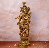 Krishna Idol front view with detailed carvings for home temple and décor