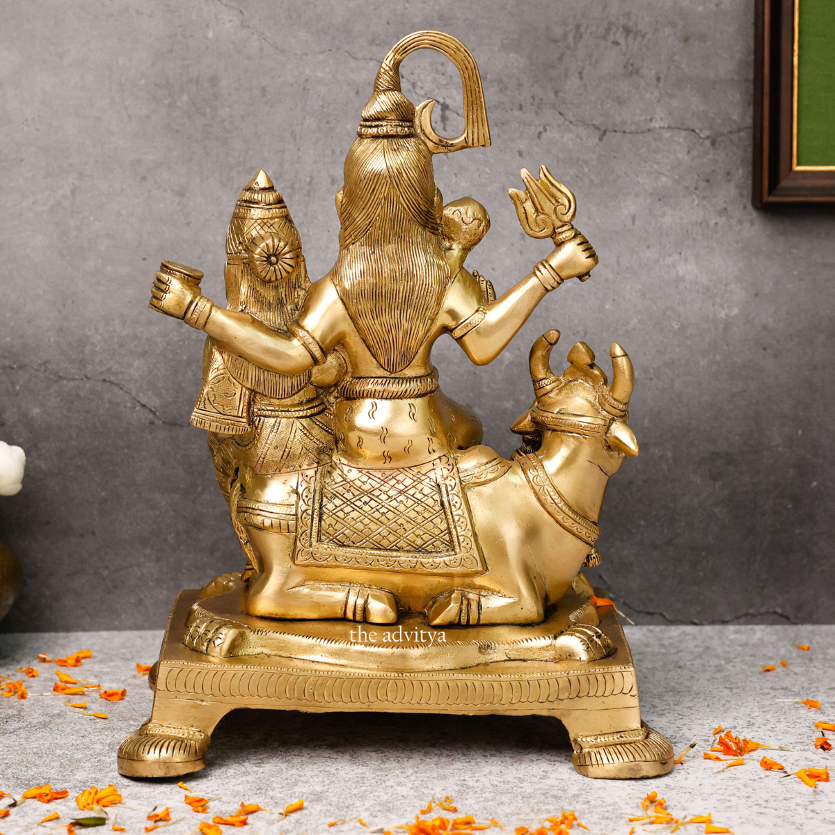 Back angle view of Shiv Parivar Statue, highlighting sculptural finish.