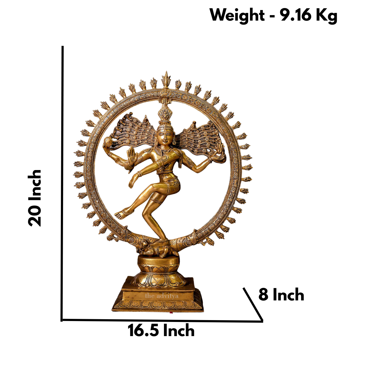 Close-up of the face of a brass Nataraja Shiva statue highlighting facial expressions with dimension.