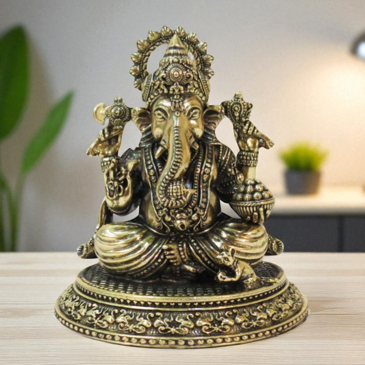 Superfine Brass Lord Ganesha Statue 3.75 inch handcrafted idol