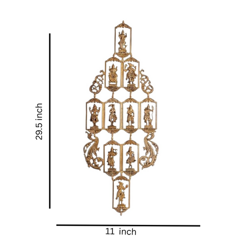 Brass Vishnu Dashavatara Wall Hanging/Ten Avatars of Lord Vishnu