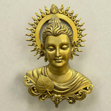 Tibetan Brass Wall Hanging Buddha Statue 15.5 inch symbol of peace and wisdom.