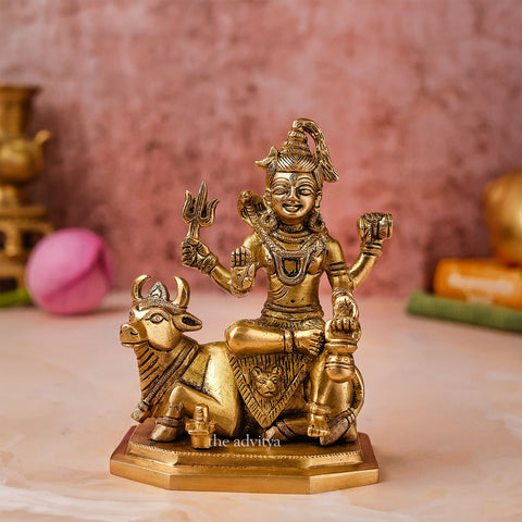 Traditional Lord Shiva idol with Nandi placed for a home temple and spiritual décor.