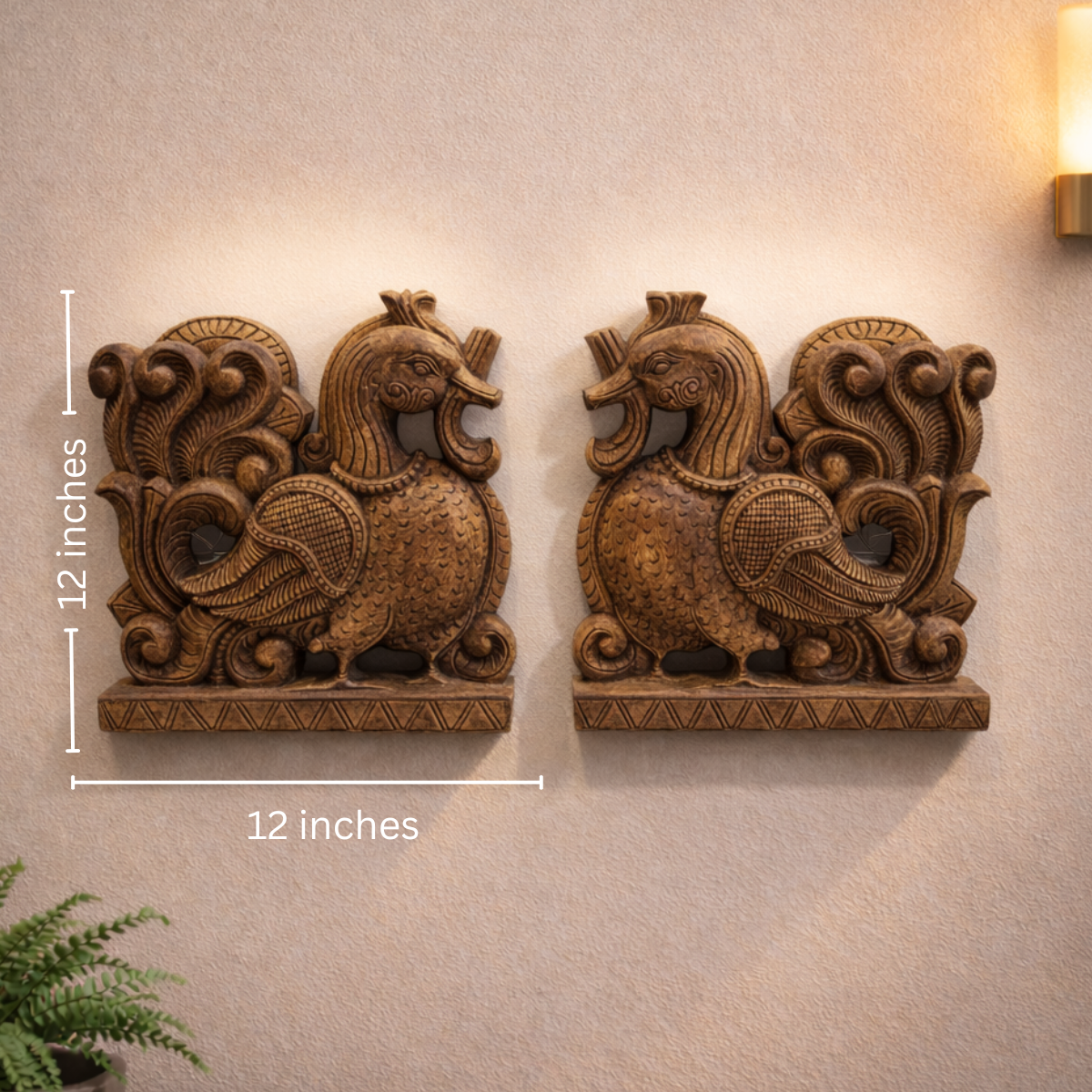 Traditional peacock wall panel Annapakshi wood home decoration piece