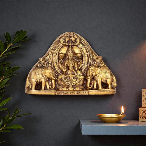 Laxmi Ji With Pair Elephant