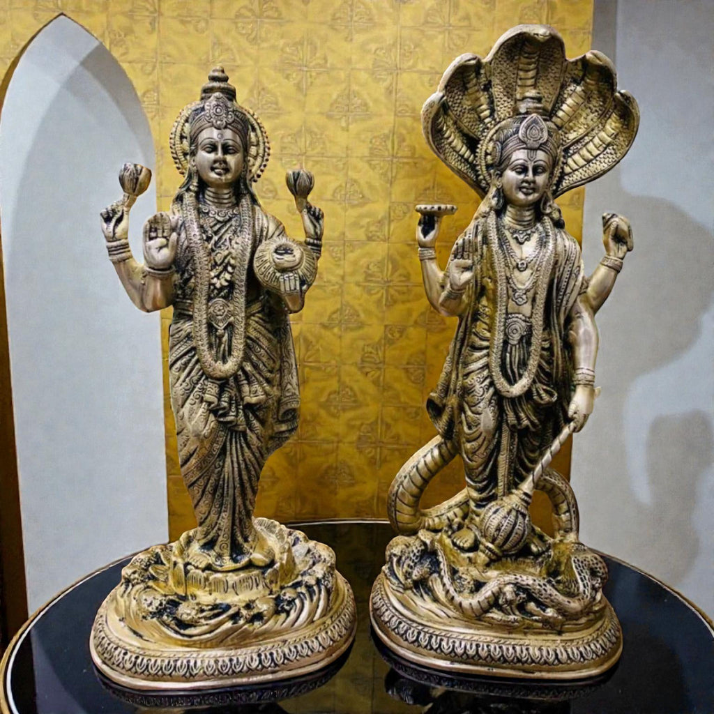 Brass Standing Vishnu Laxmi Pair