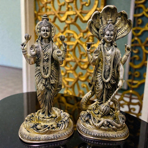 Brass Standing Vishnu Laxmi Pair
