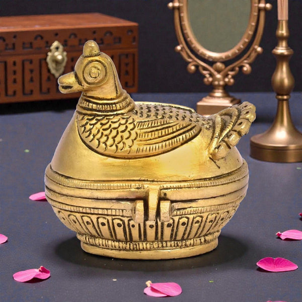 Peacock Brass Sindoor Box
