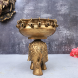 Brass Urli Bowl with Bells on Elephant