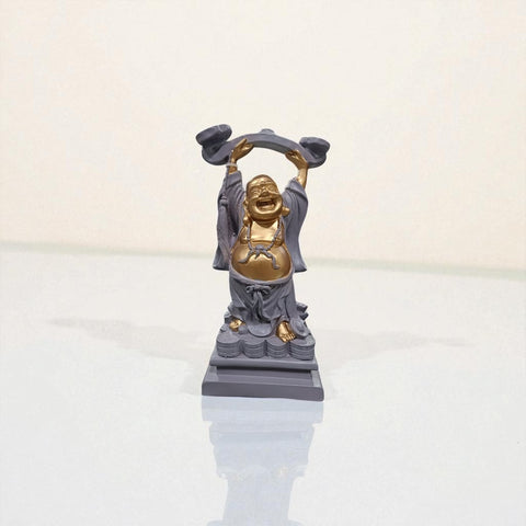 Set of 4 Resin Laughing Buddha Idols – Feng Shui Lucky Charm Figurines for Home & Office Decor, Wealth, Happiness & Prosperity Showpieces
