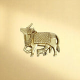 Brass Nandi Cow and Calf Wall Hanging – Traditional Indian Ethnic Home Decor Showpiece