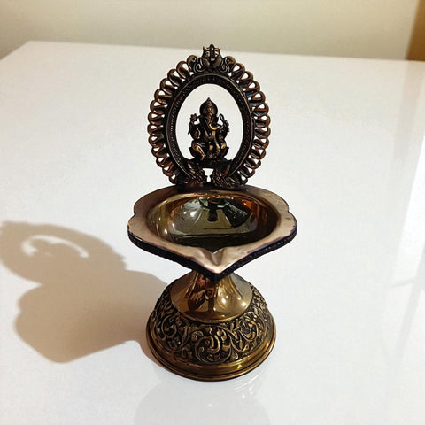 Traditional Superfine Brass Ganesh Deepam| Pooja Oil Lamp for Home & Temple Décor (7.2 Inches )