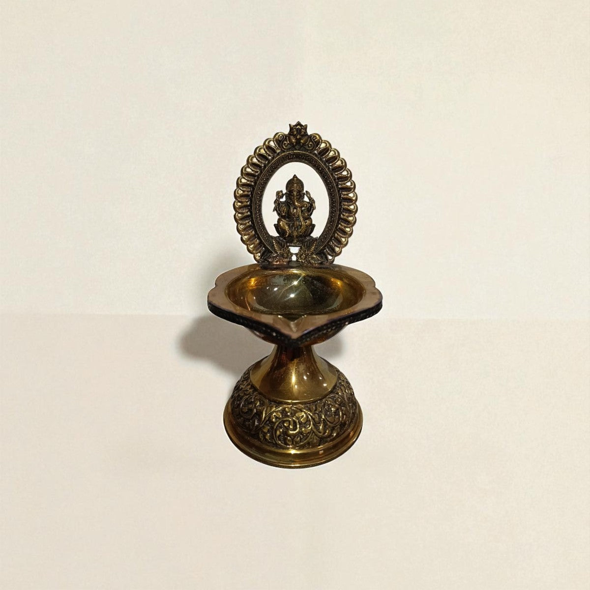 Traditional Superfine Brass Ganesh Deepam| Pooja Oil Lamp for Home & Temple Décor (7.2 Inches )