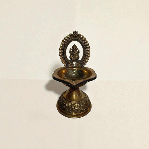 Traditional Superfine Brass Ganesh Deepam| Pooja Oil Lamp for Home & Temple Décor (7.2 Inches )