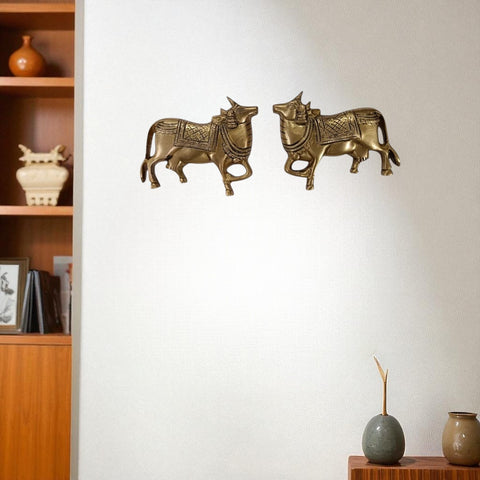 Brass Cow Wall Hanging |Traditional Indian Ethnic Home Decor Showpiece ( 3.7 Inch )