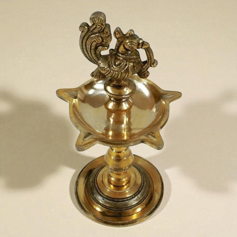 Brass Peacock Diya/Lamp Panchmukhi for Decoration