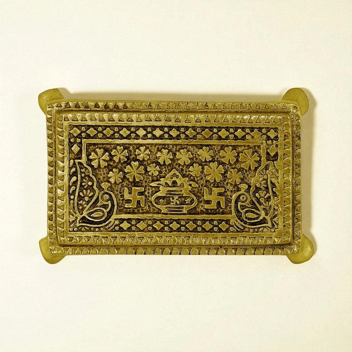 Brass Swastik/Kalash Chowki for Pooja (Large)