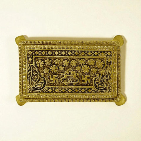 Brass Swastik/Kalash Chowki for Pooja (Large)