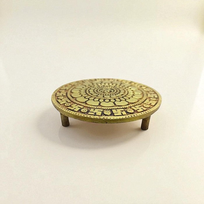 Brass Swastik & OM Chowki for Pooja (Medium)