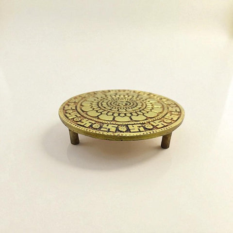 Brass Swastik & OM Chowki for Pooja (Medium)