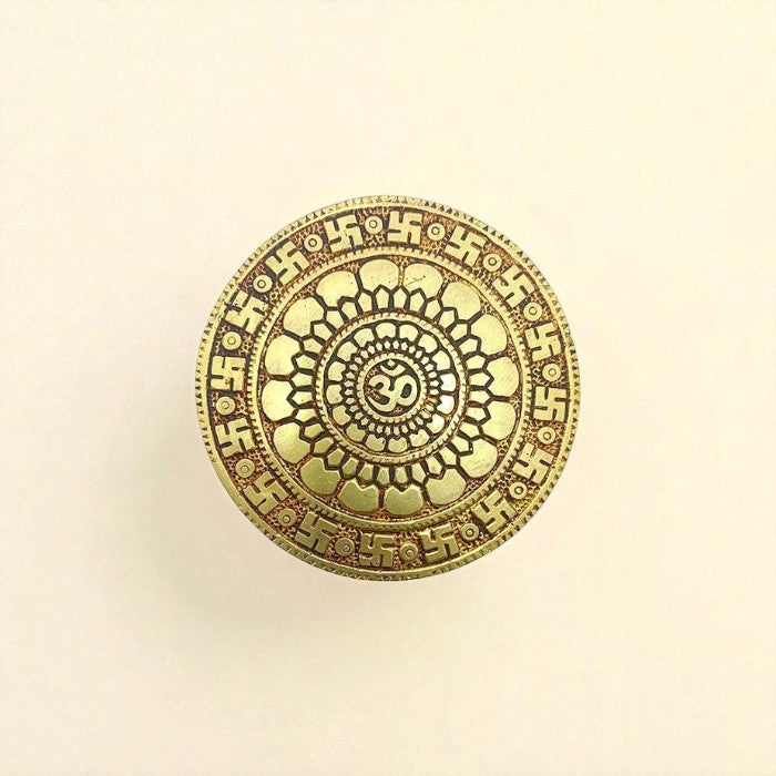 Brass Swastik & OM Chowki for Pooja (Medium)