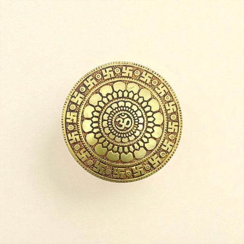Brass Swastik & OM Chowki for Pooja (Medium)