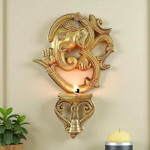 Brass OM Ganesh Face Wall Decor