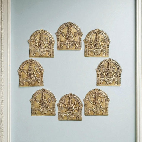 Brass Ashtalakshmi Wall Panel Depicting Eight Forms of Goddess Lakshmi