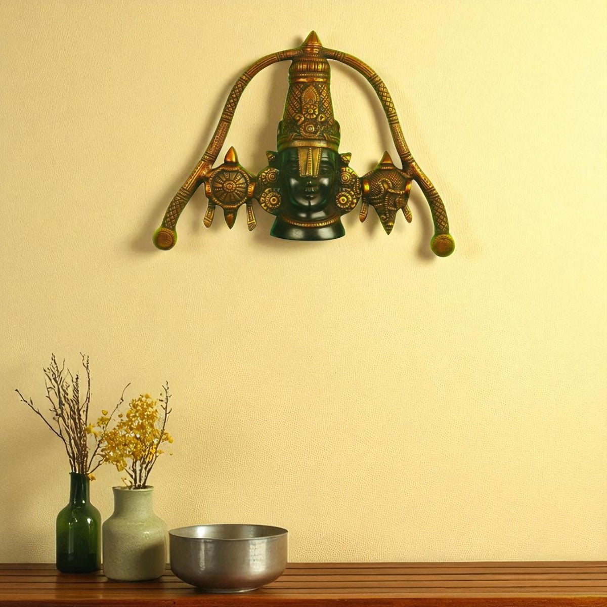 Brass Lord Balaji Wall Hanging with Shanka Chakra