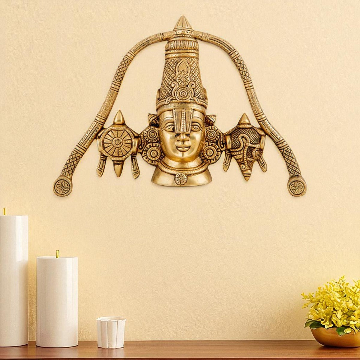 Brass Lord Balaji Wall Hanging with Shanka Chakra