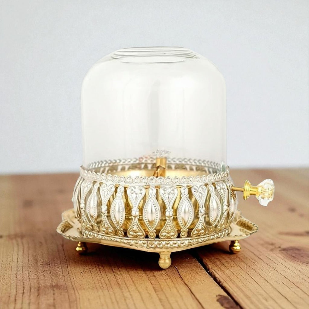 Brass Akhand Jyot Diya With Adjustable Bati Knob( Extra Large,200 Ml )