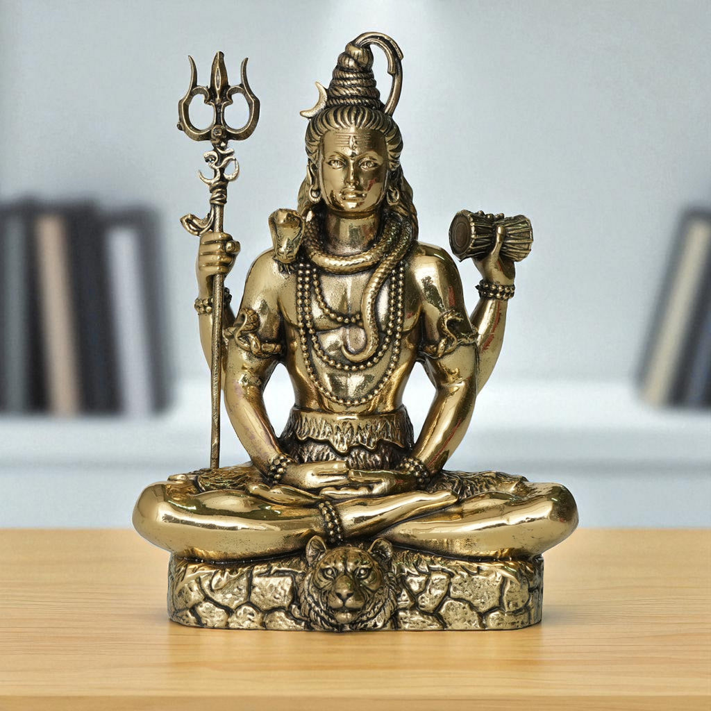 Brass Mahadev Murti With Trishul And Damru