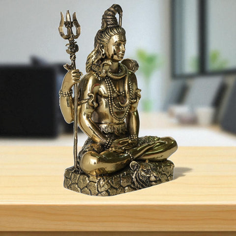 Brass Mahadev Murti With Trishul And Damru