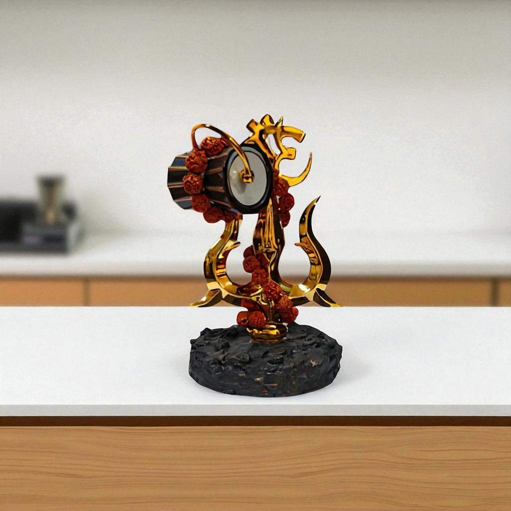 Om Trishul Damru Showpiece with Rudraksha