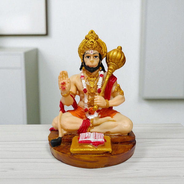 Lord Hanuman Statue Sitting with Gada & Scriptures