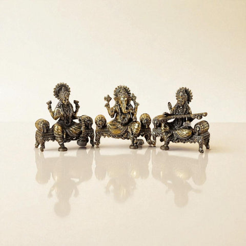 Super fine Brass  Lakshmi Ganesha Saraswati  Statue