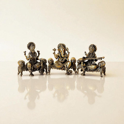 Super fine Brass  Lakshmi Ganesha Saraswati  Statue