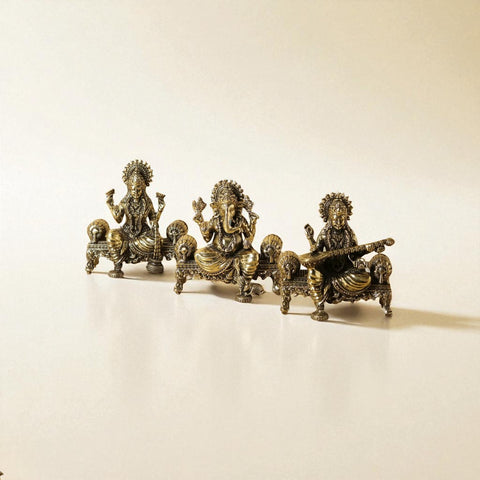 Super fine Brass  Lakshmi Ganesha Saraswati  Statue