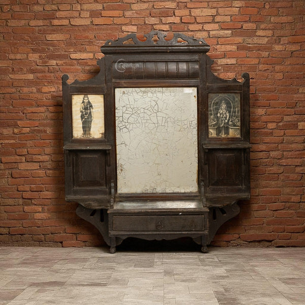 Antique Wood Wall Dressing Mirror