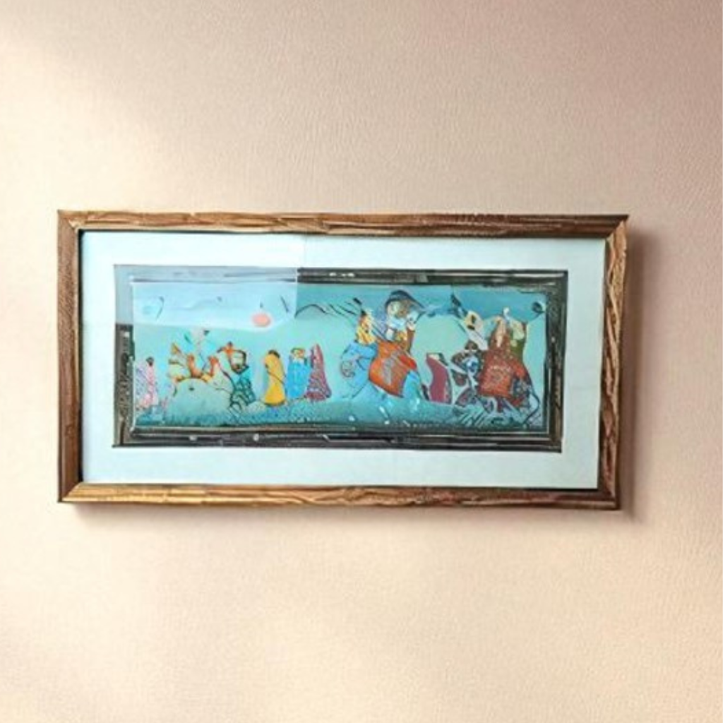 Framed Krishna with Gopis Wall Painting – Traditional Indian Art for Home & Living Room Decor
