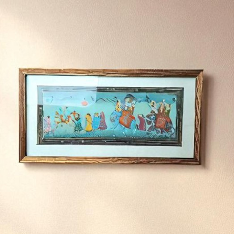 Framed Krishna with Gopis Wall Painting – Traditional Indian Art for Home & Living Room Decor