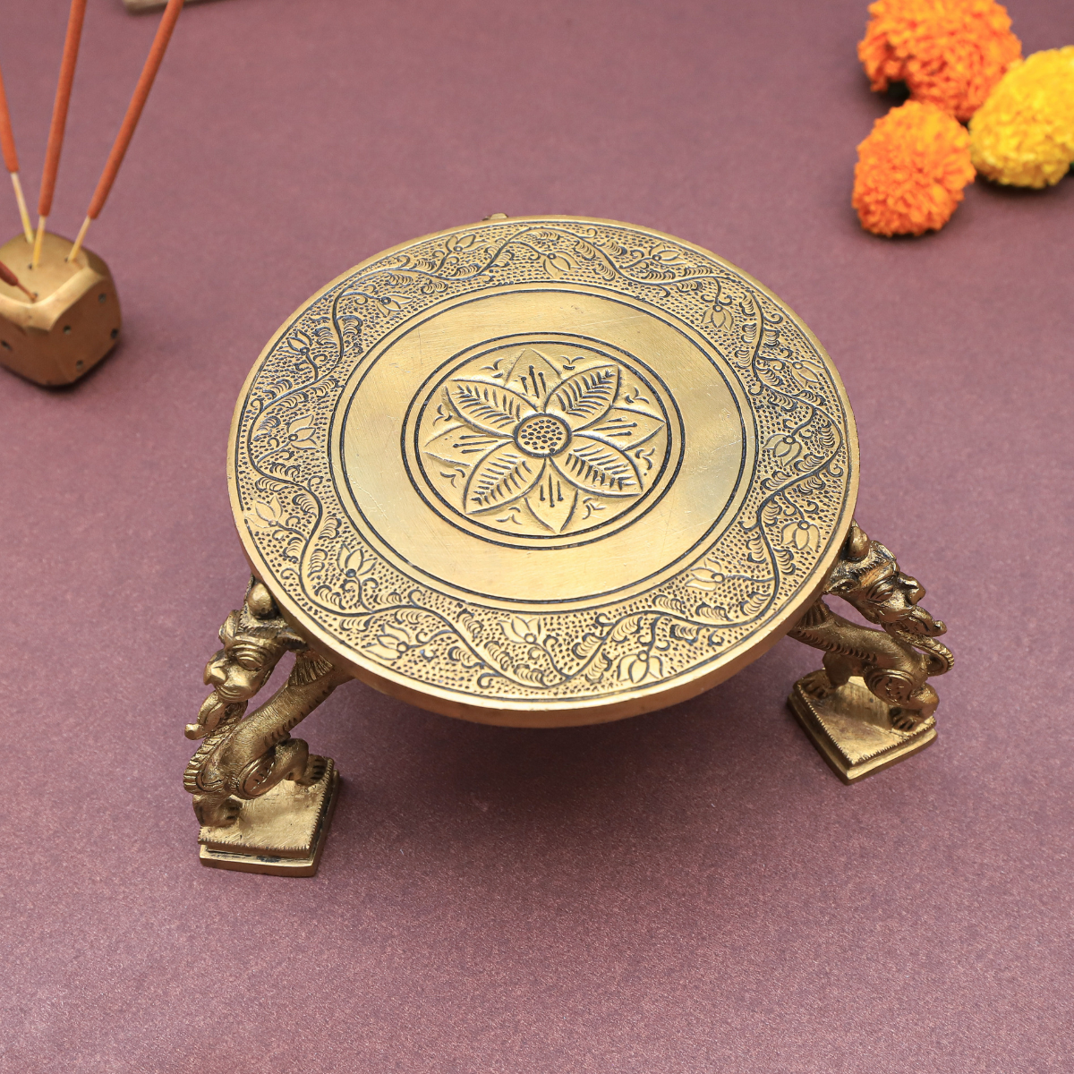 Ritual Chowki with Yali Legs