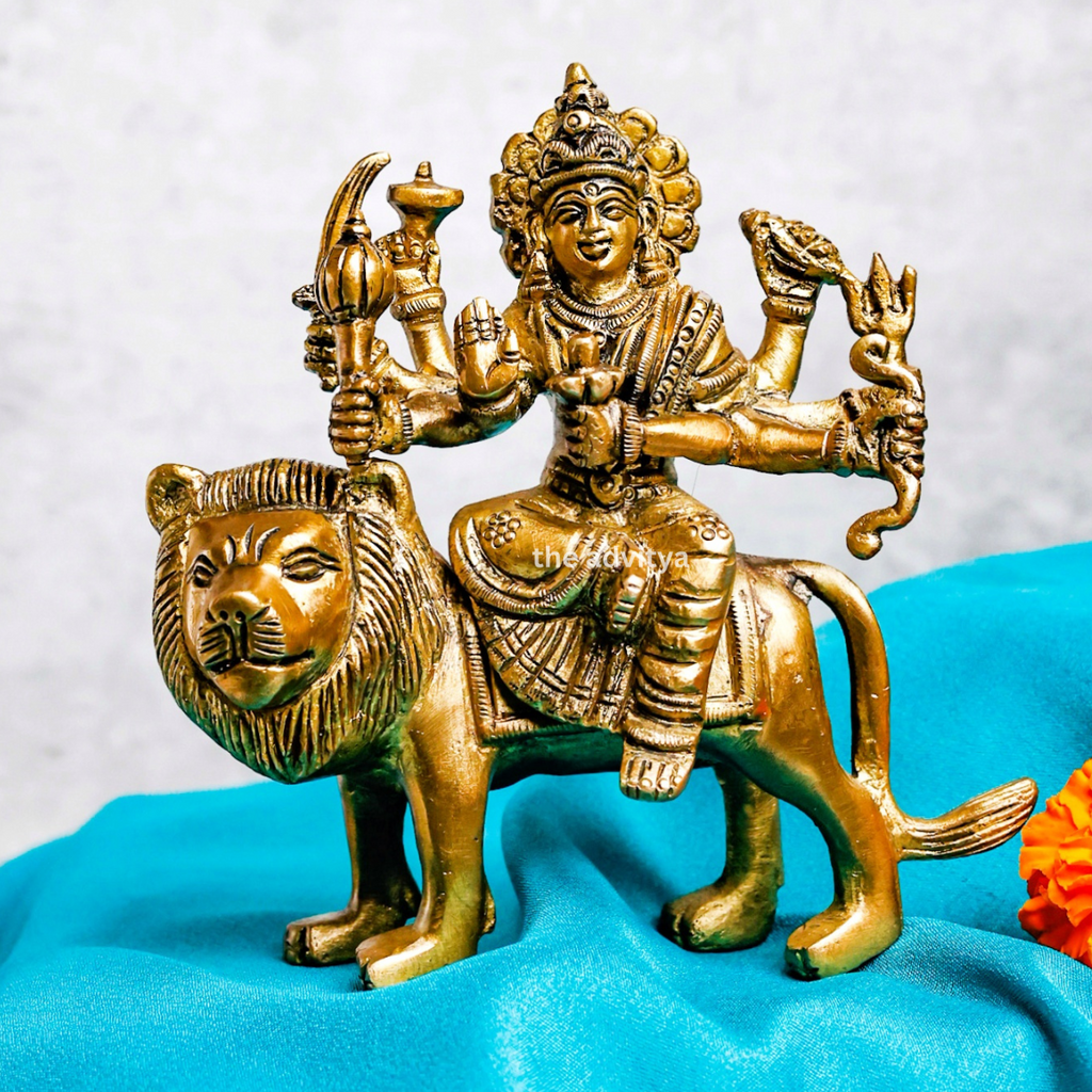 Nava Durgaa,Mahadevi,Katyayani,Mahadevi,Durga ma,Ambika,Goddess Durga Ji Sitting On Lion