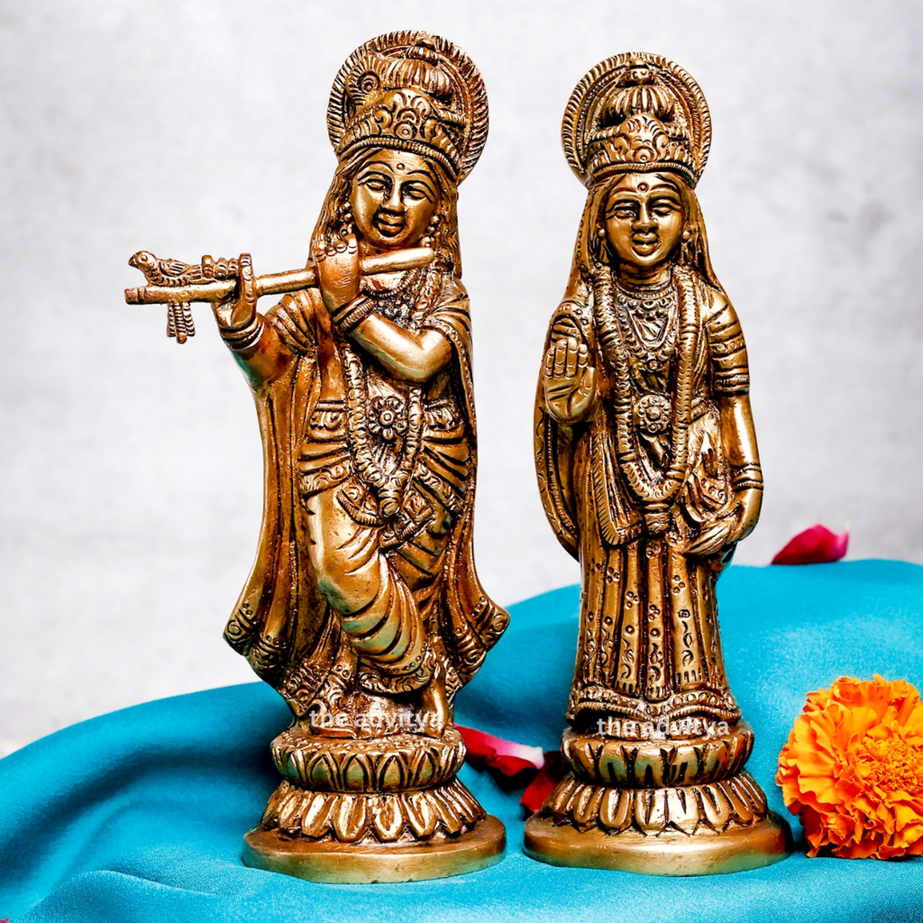 Radheshyaam,Madhavrada,Radha-Krishna,Yamunakrrishna,Handcrafted Brass Radha Krishna Standing Pair
