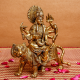Nava Durgaa,Mahadevi,Katyayani,Mahadevi,Durga ma,Ambika,Brass Durga Idol Sitting on Lion