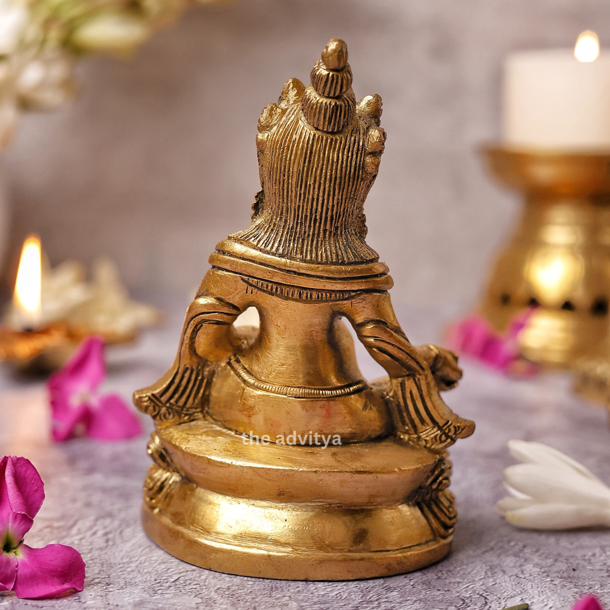 Back view of the Sitting Lord Kuber Idol showing smooth finish and craftsmanship.