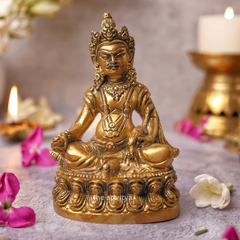 Front angle view of the Sitting Lord Kuber Idol for wealth and prosperity